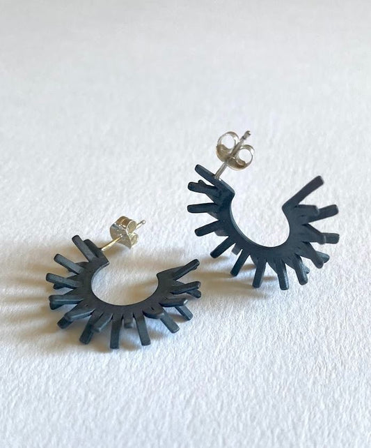 Spike earring - oxidized sterling silver